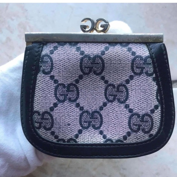 Rare Vintage Gucci Guccissima Pink & Black Leather Monogram Coin Pouch - Picture 2 of 13